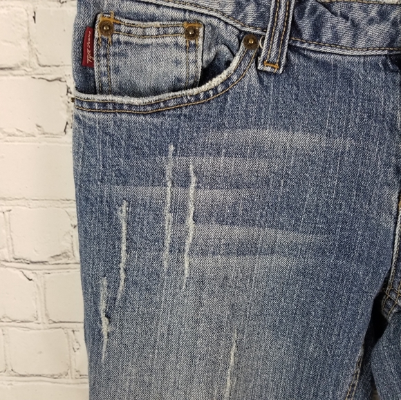 TYTE JEANS | flare distressed embroidered jeans - Picture 4 of 7